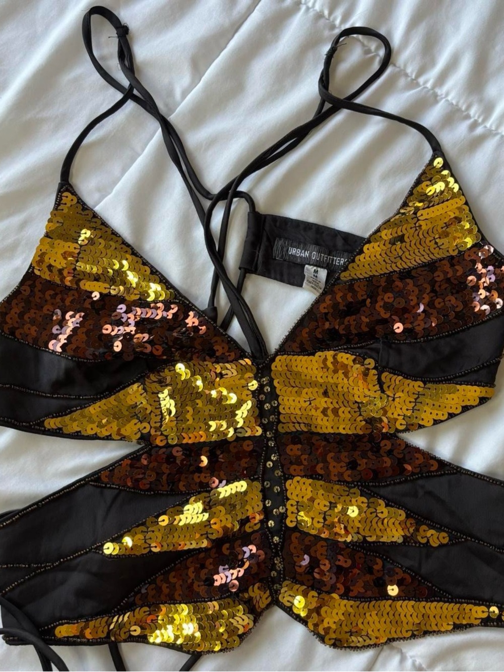 Urban Outfitters Gold and Bronze Sequin Strappy Camisole